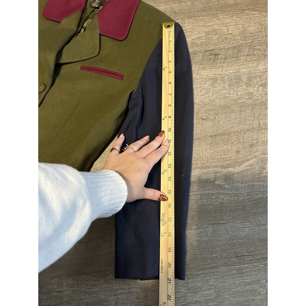 EXPRESS Vintage Y2K 90s Women's S Wool Olive Green Navy Wine‎ Red Blazer Jacket - Picture 7 of 8